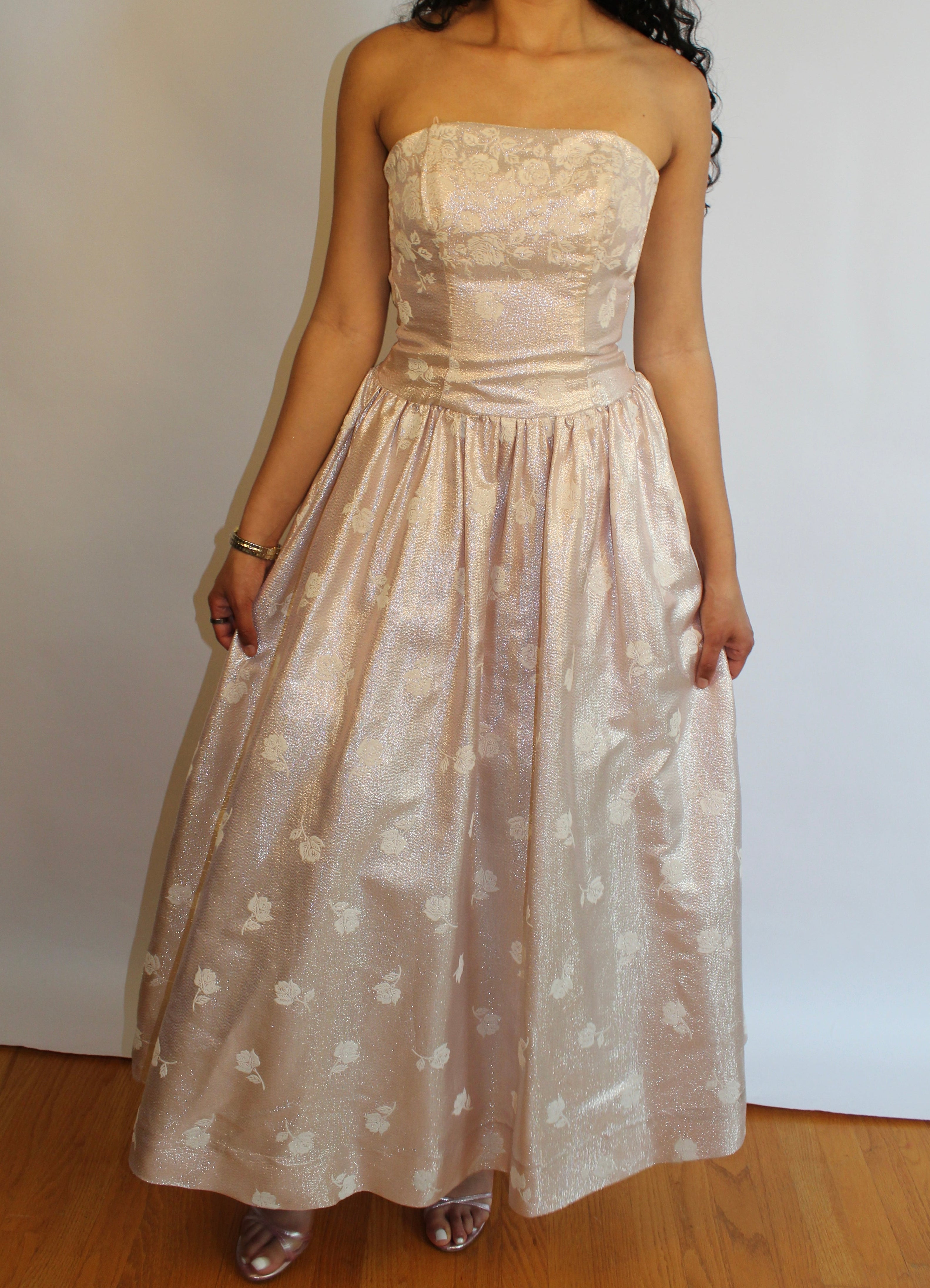 Pink & Silver Shimmer Strapless Dress