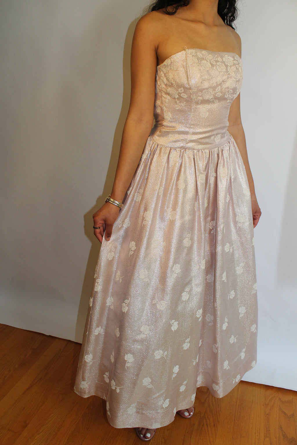Pink & Silver Shimmer Strapless Dress