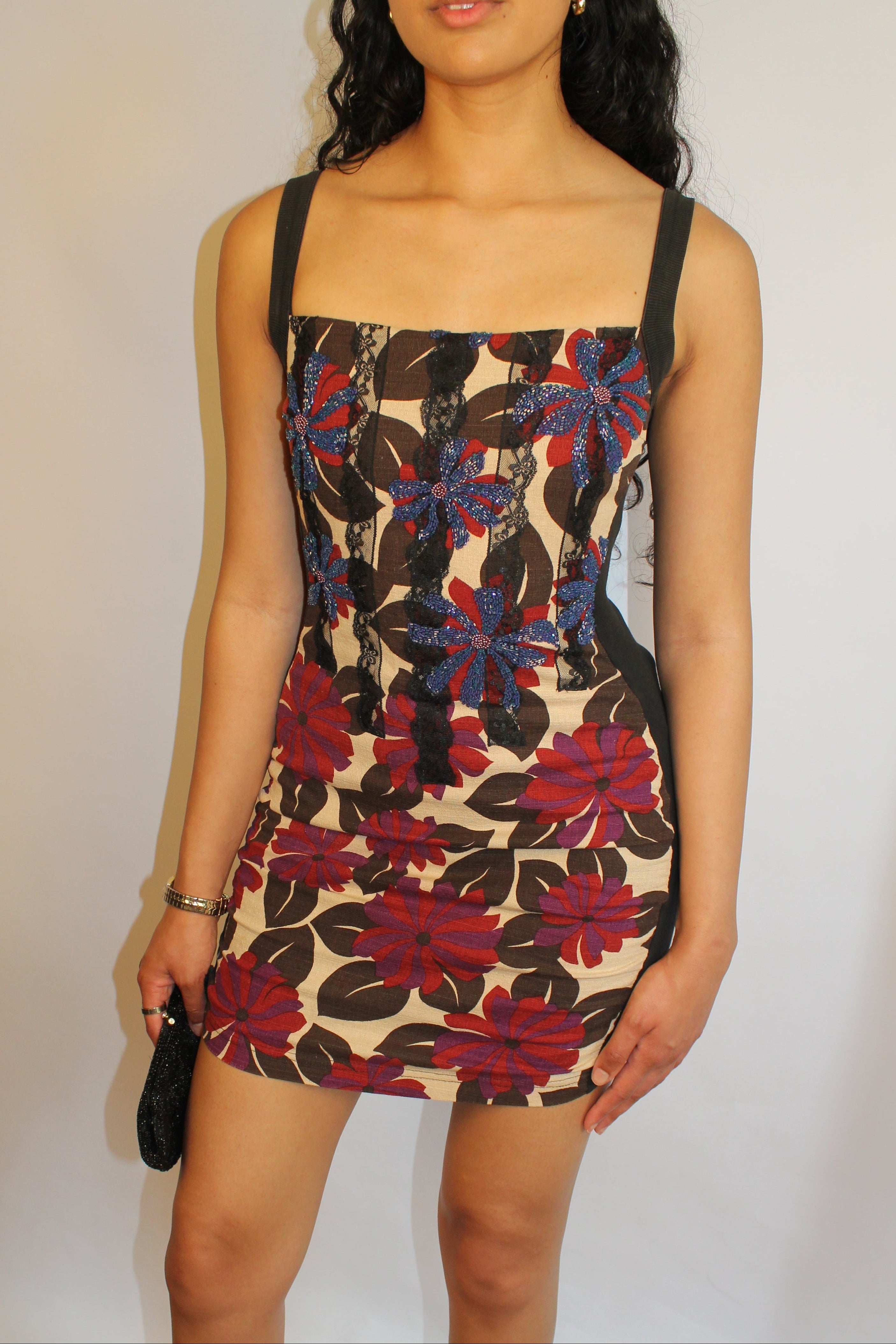 Red & Purple Floral Mini Dress