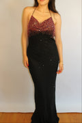 Black Floor Length Beaded Gown