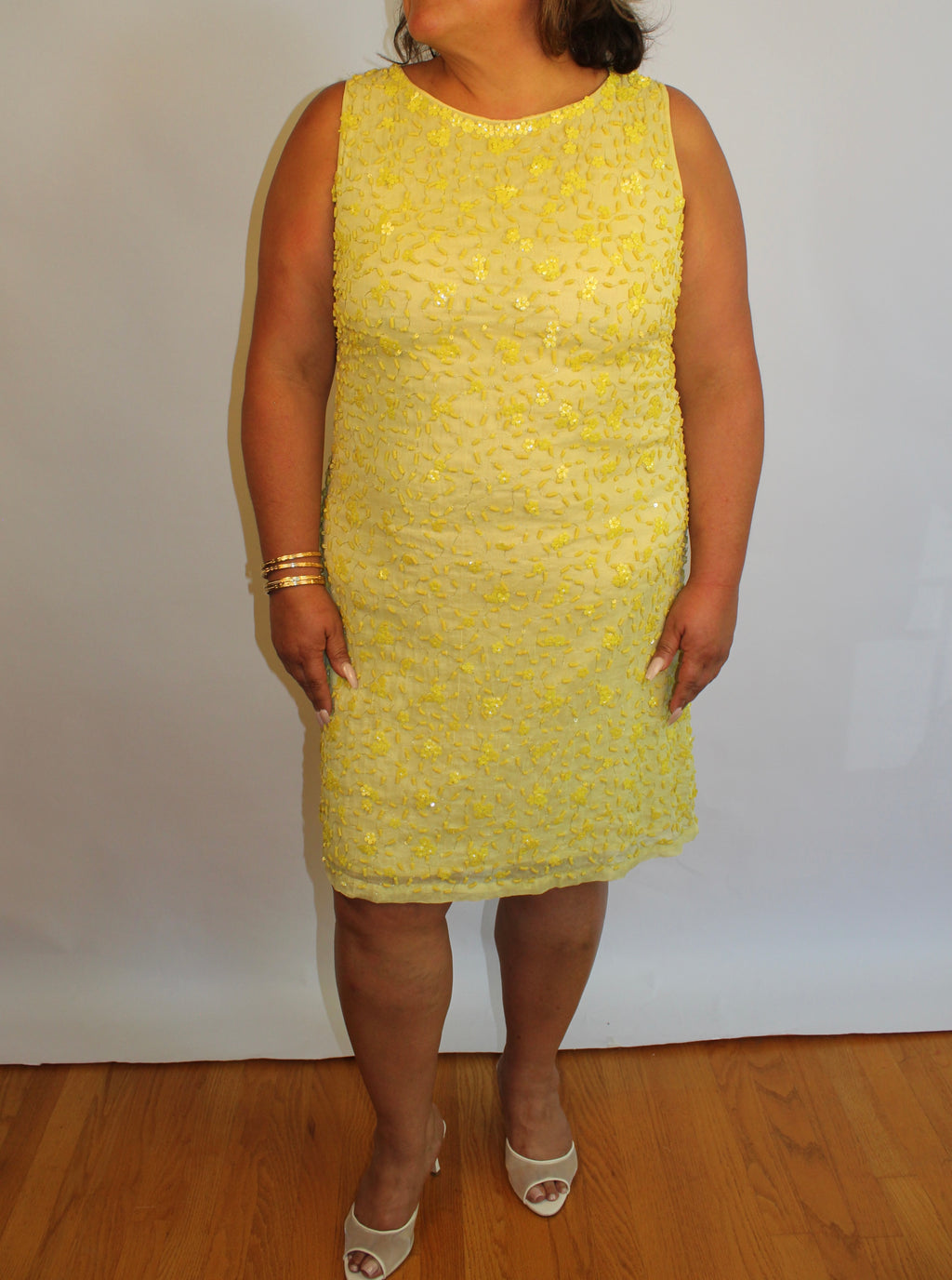 Yellow Beaded Shift Dress