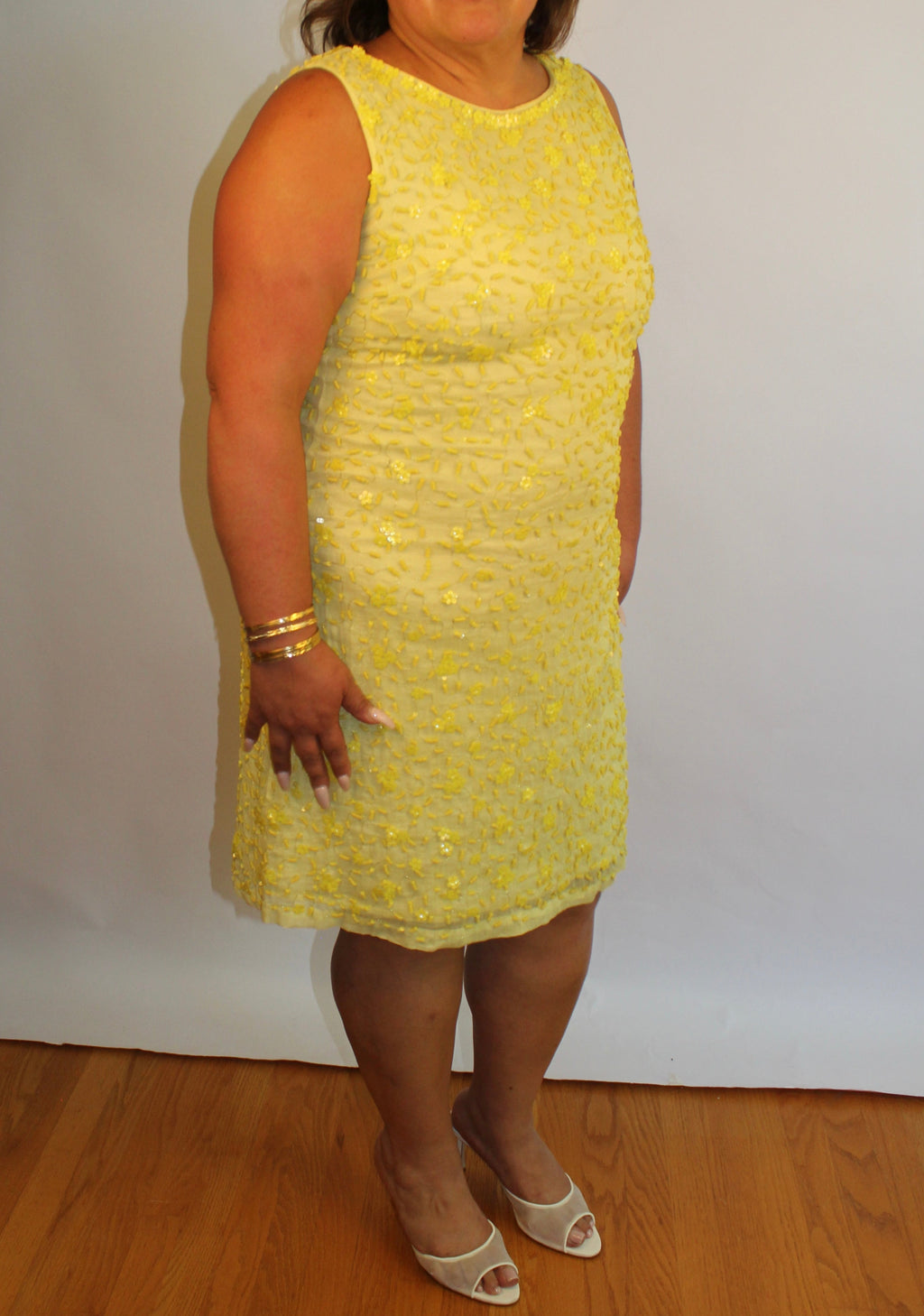 Yellow Beaded Shift Dress