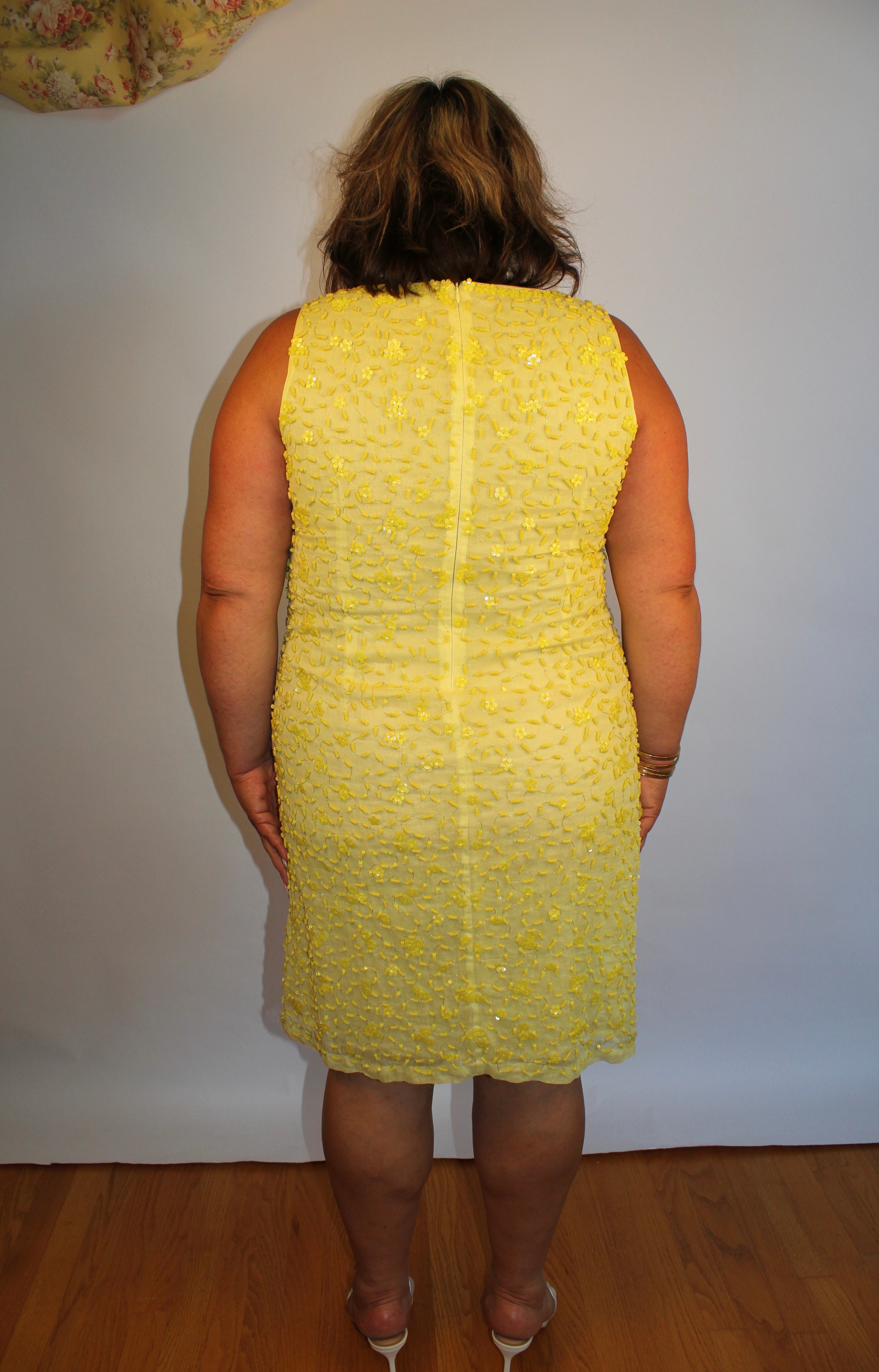 Yellow Beaded Shift Dress