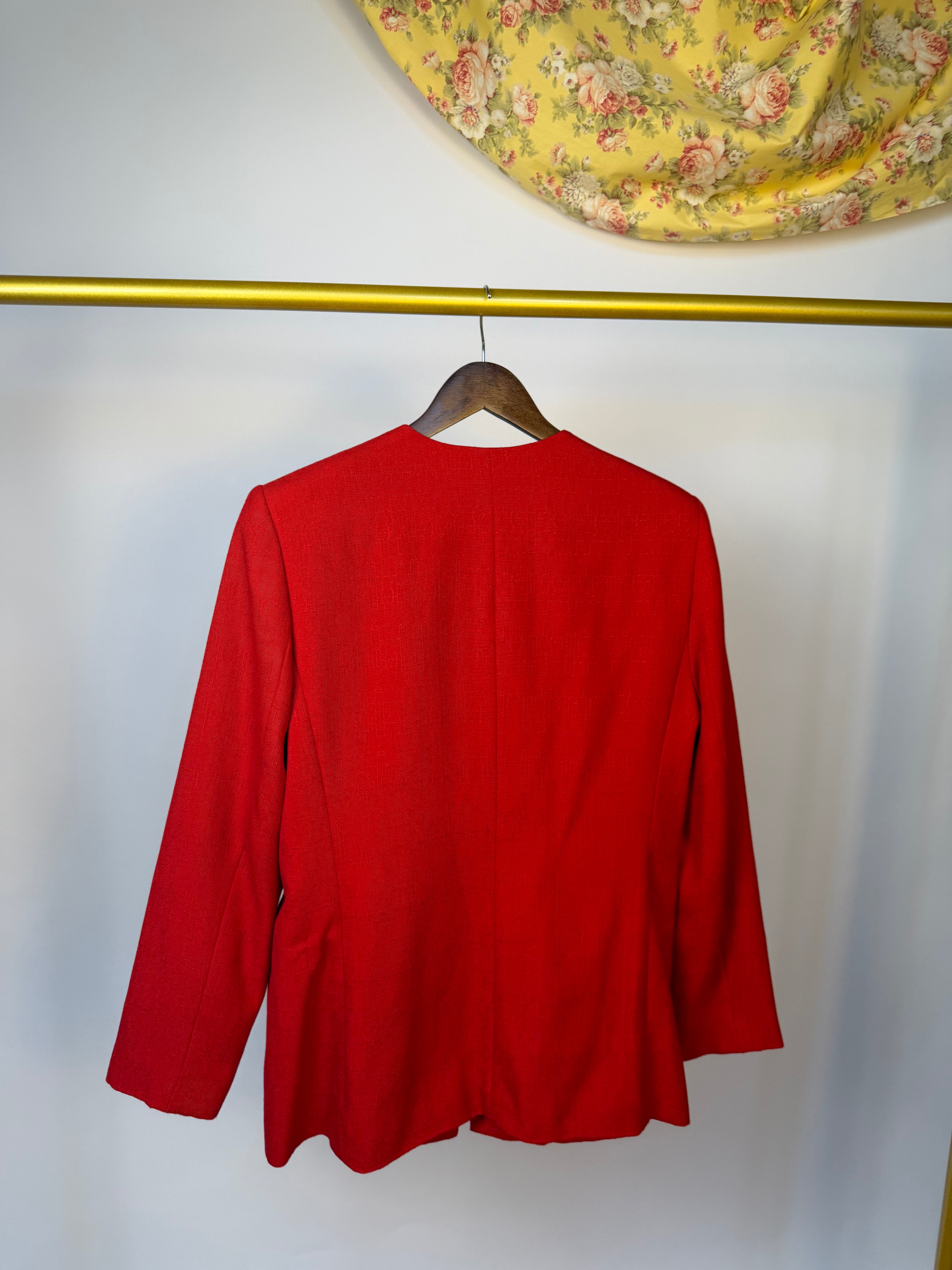 Red Blazer With Gold button Accents