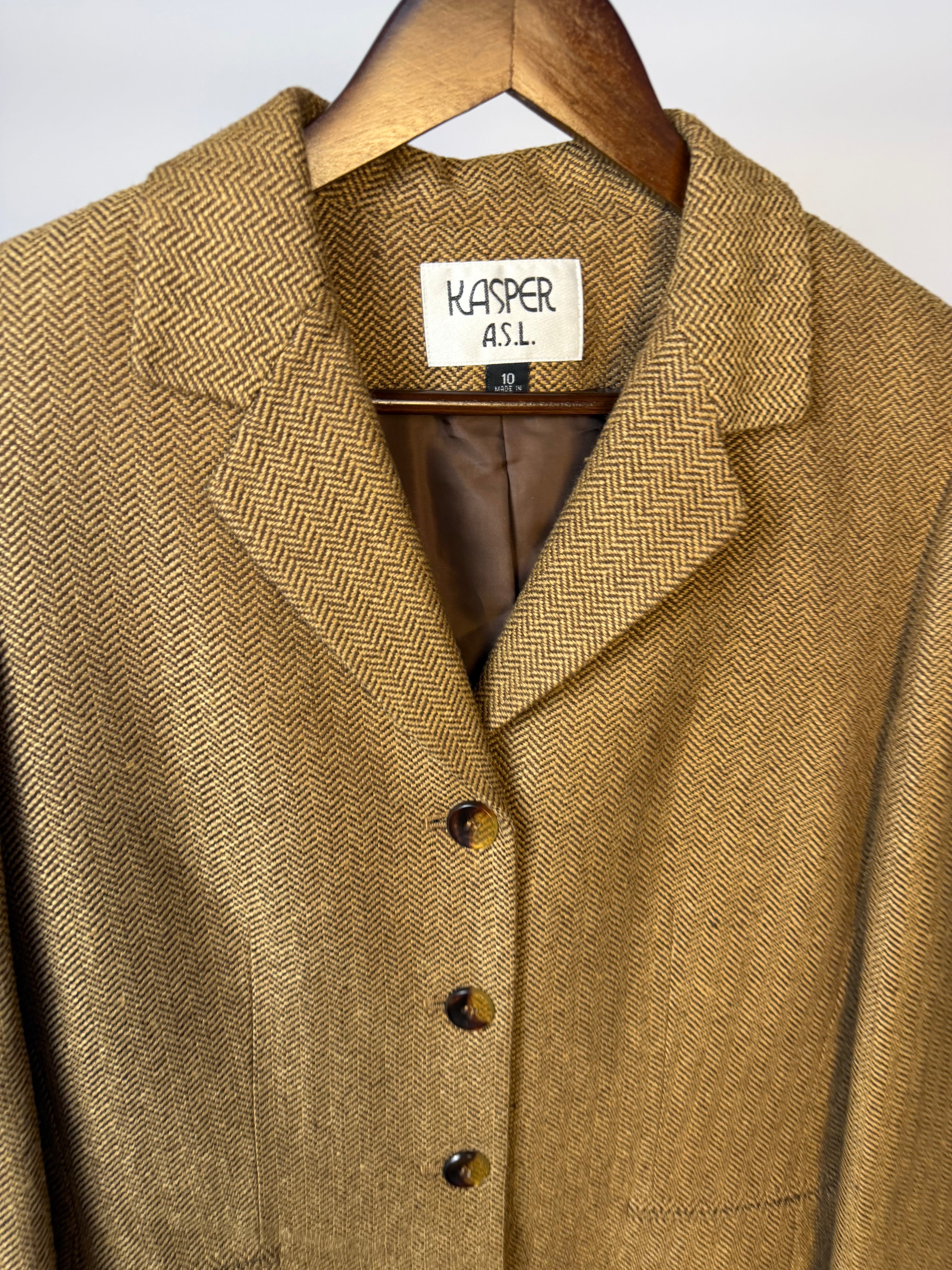 Brown & Caramel Herringbone Blazer