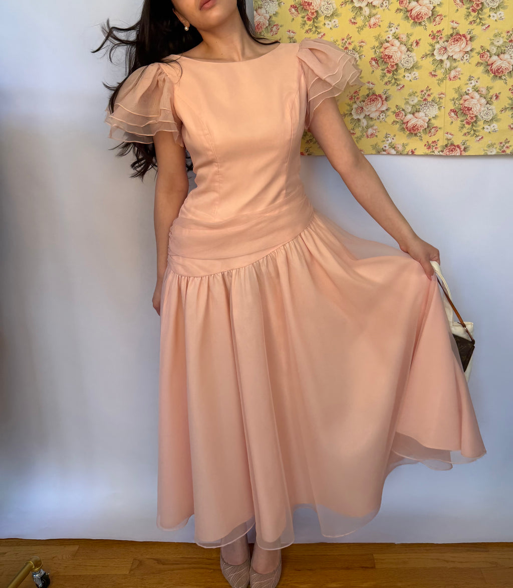 Soft Pink Dress with Drapping