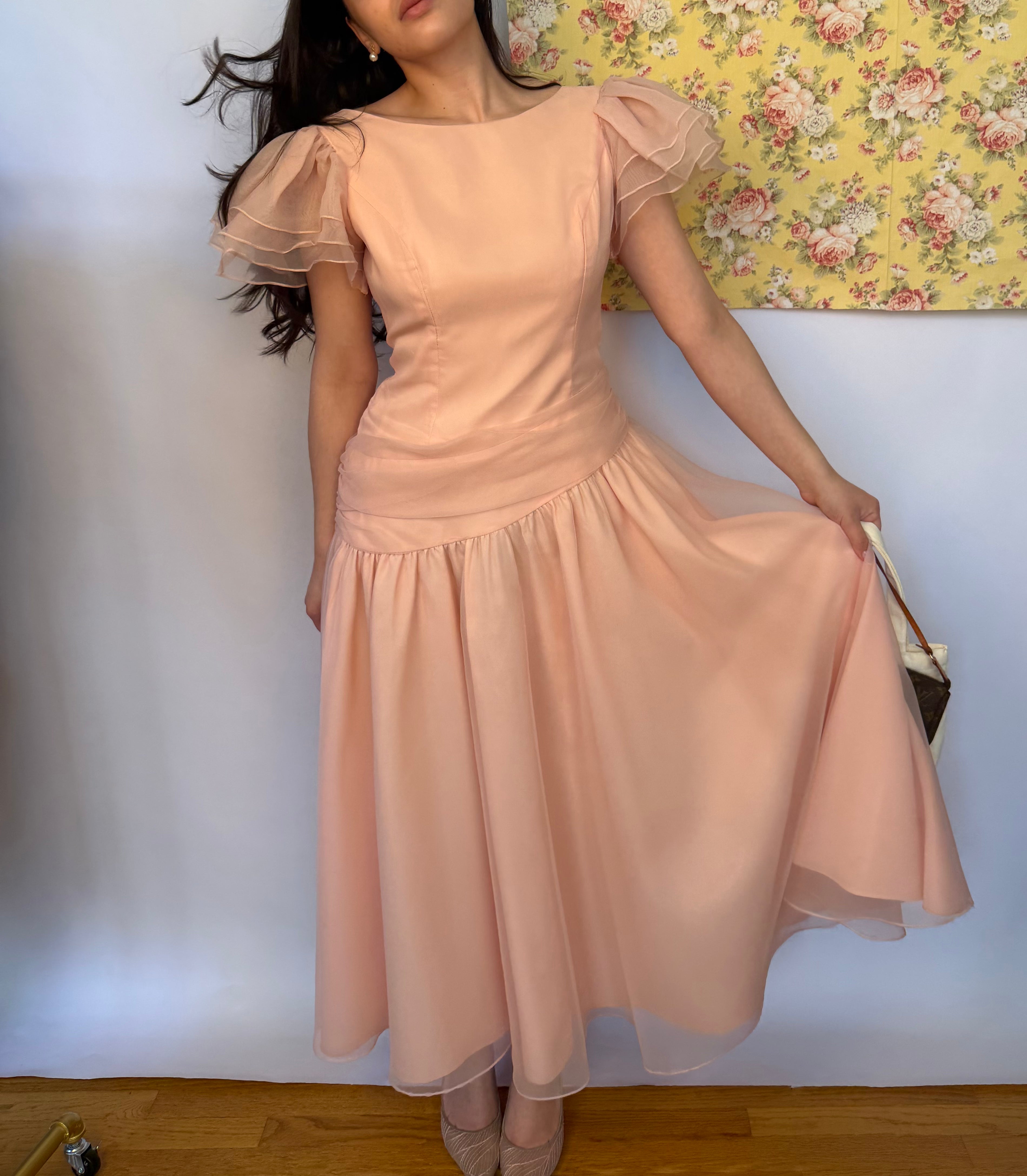 Soft Pink Dress with Drapping