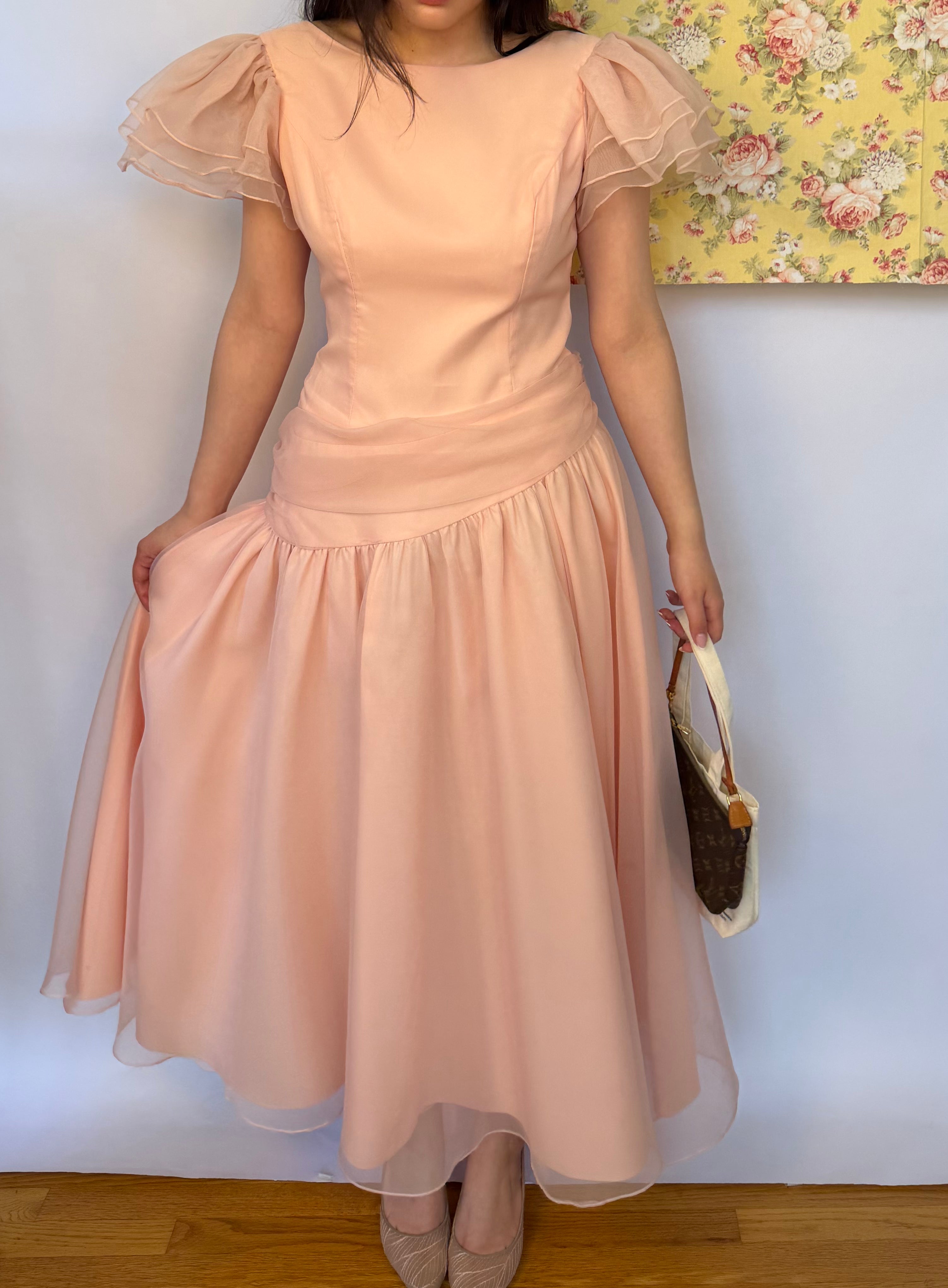 Soft Pink Dress with Drapping