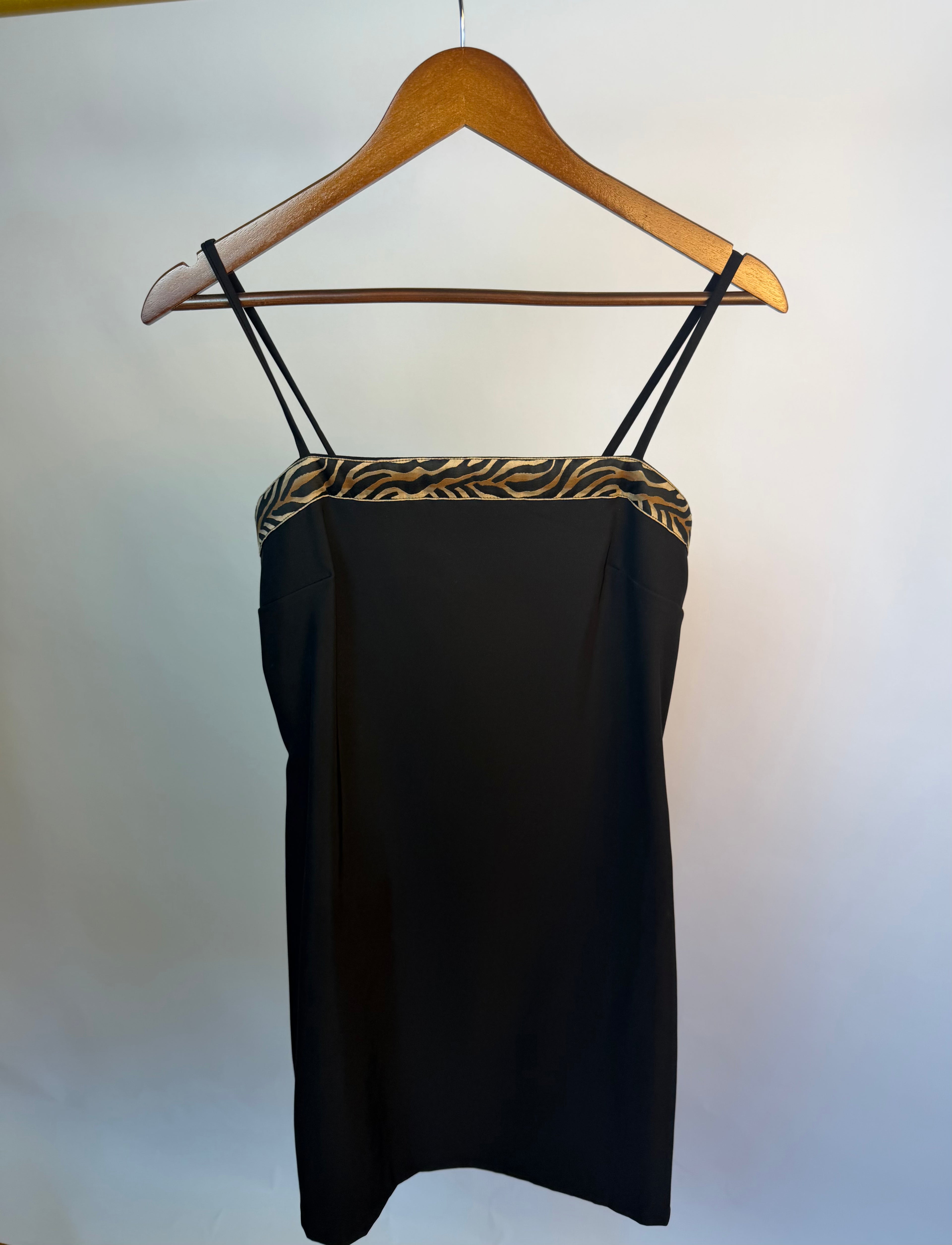 Black square-neck mini dress