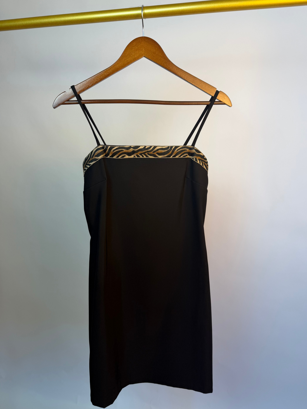Black square-neck mini dress