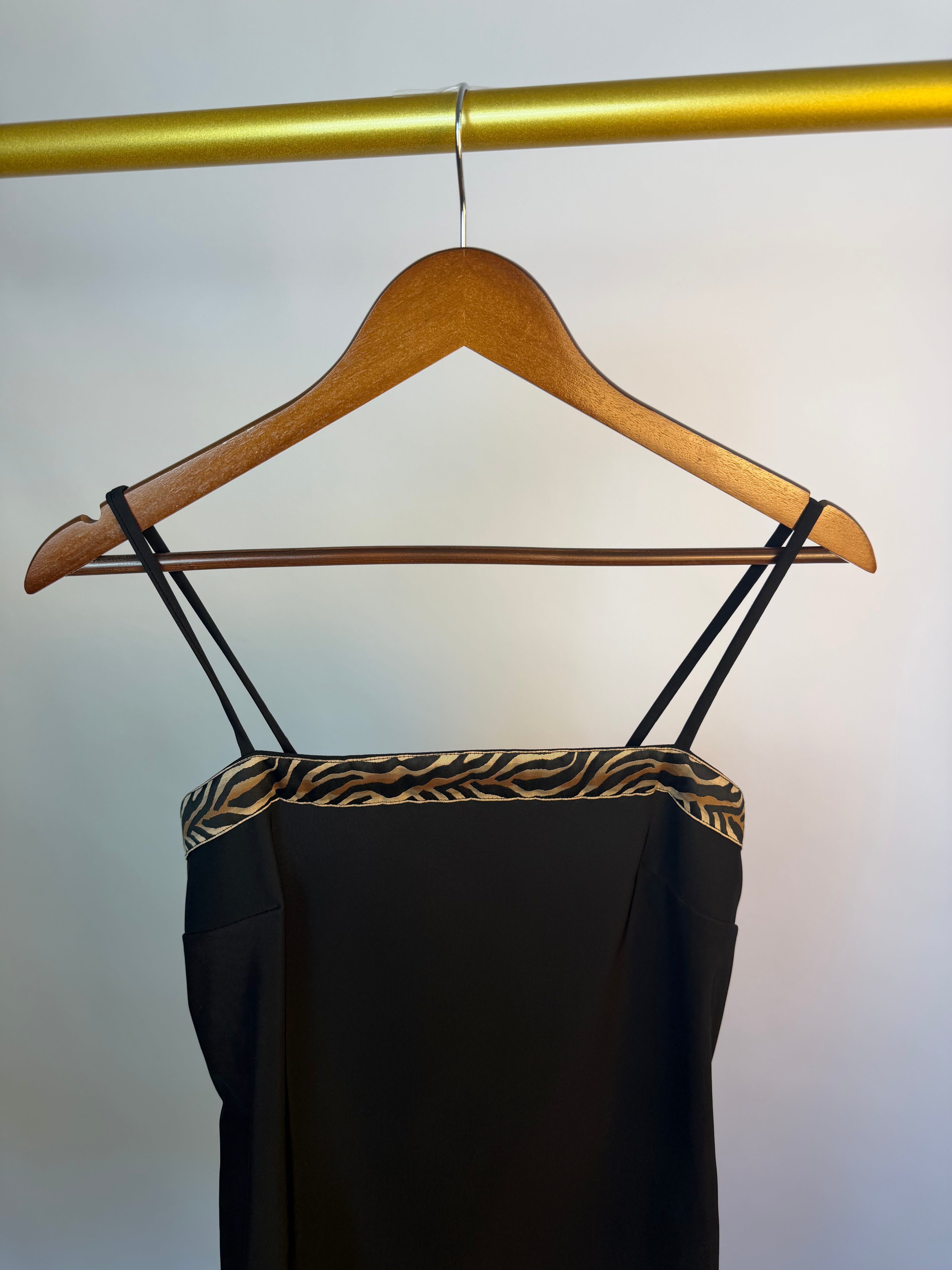 Black square-neck mini dress