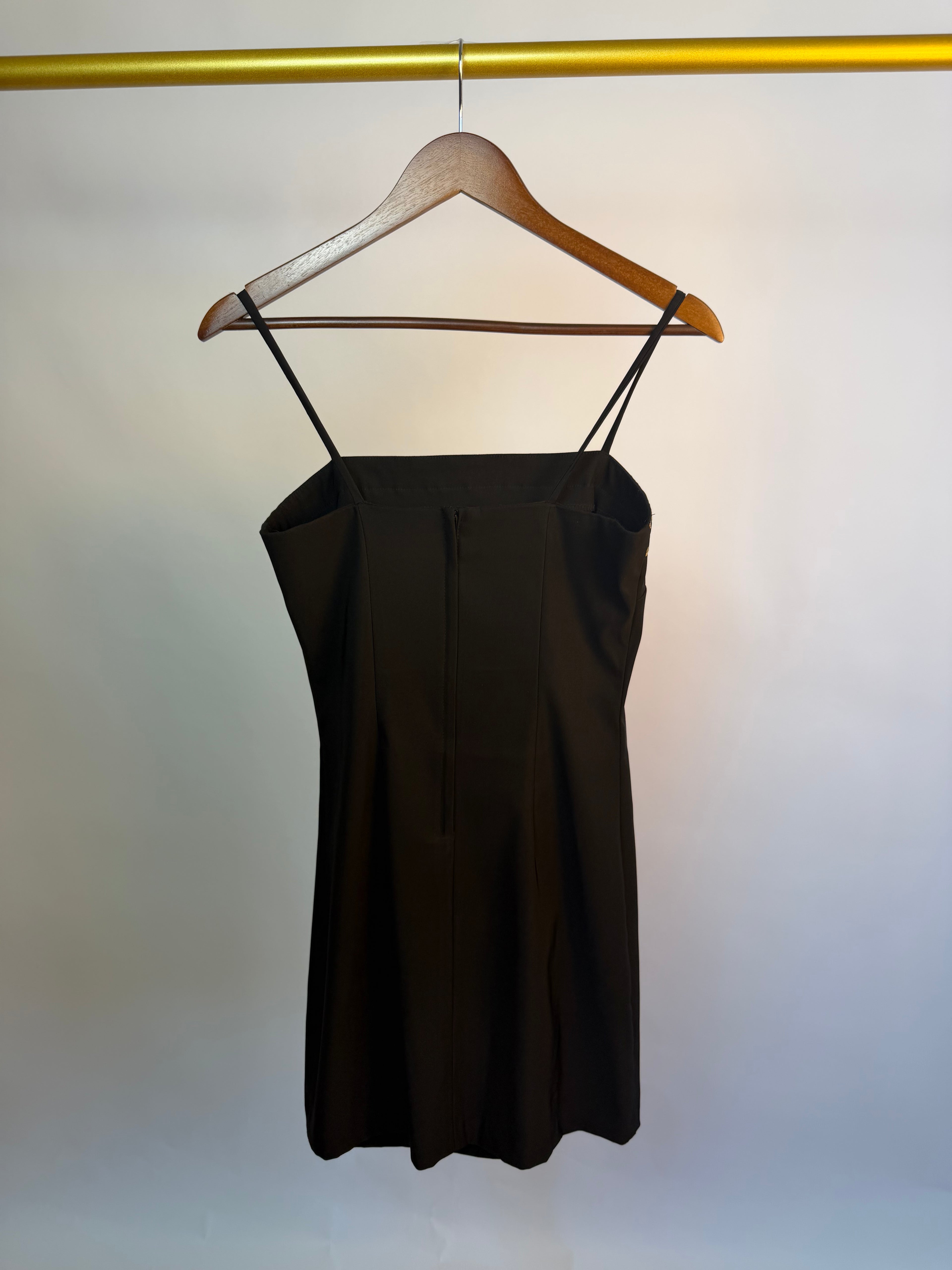 Black square-neck mini dress