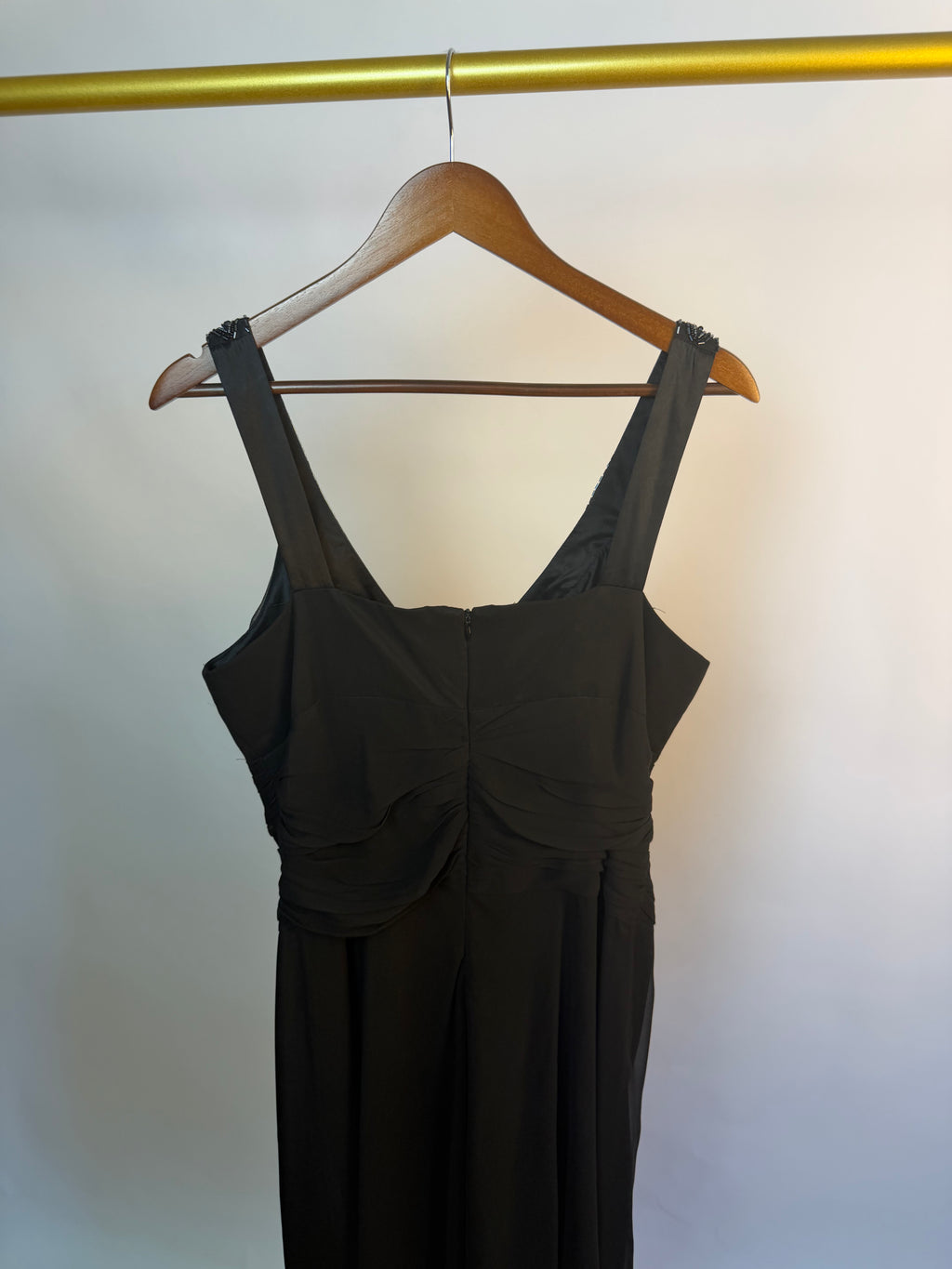 Black Midi Dress with Beaded Neckline
