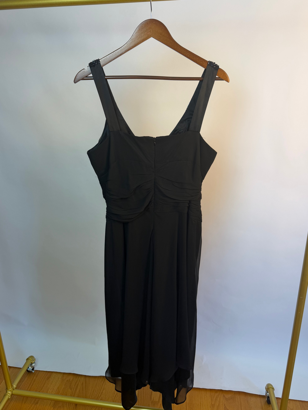 Black Midi Dress with Beaded Neckline
