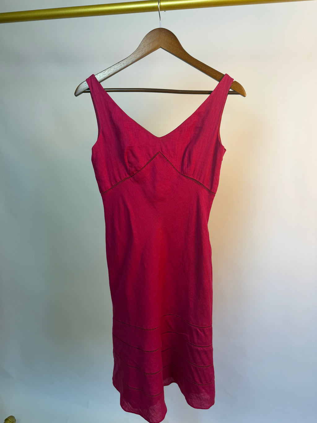 Fuchsia 100% Linen Sleeveless Dress