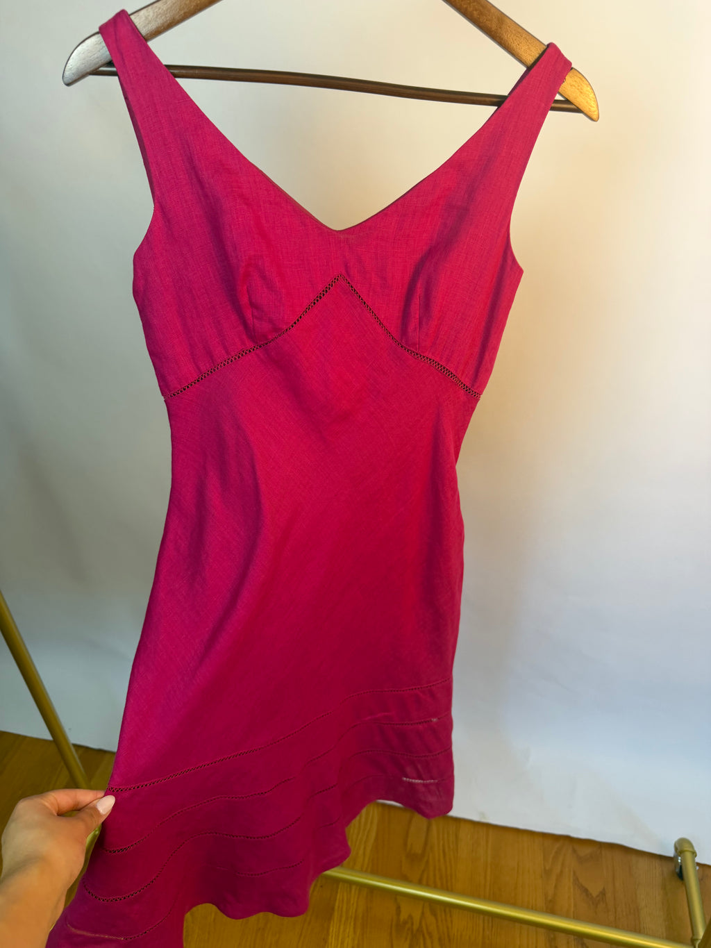 Fuchsia 100% Linen Sleeveless Dress