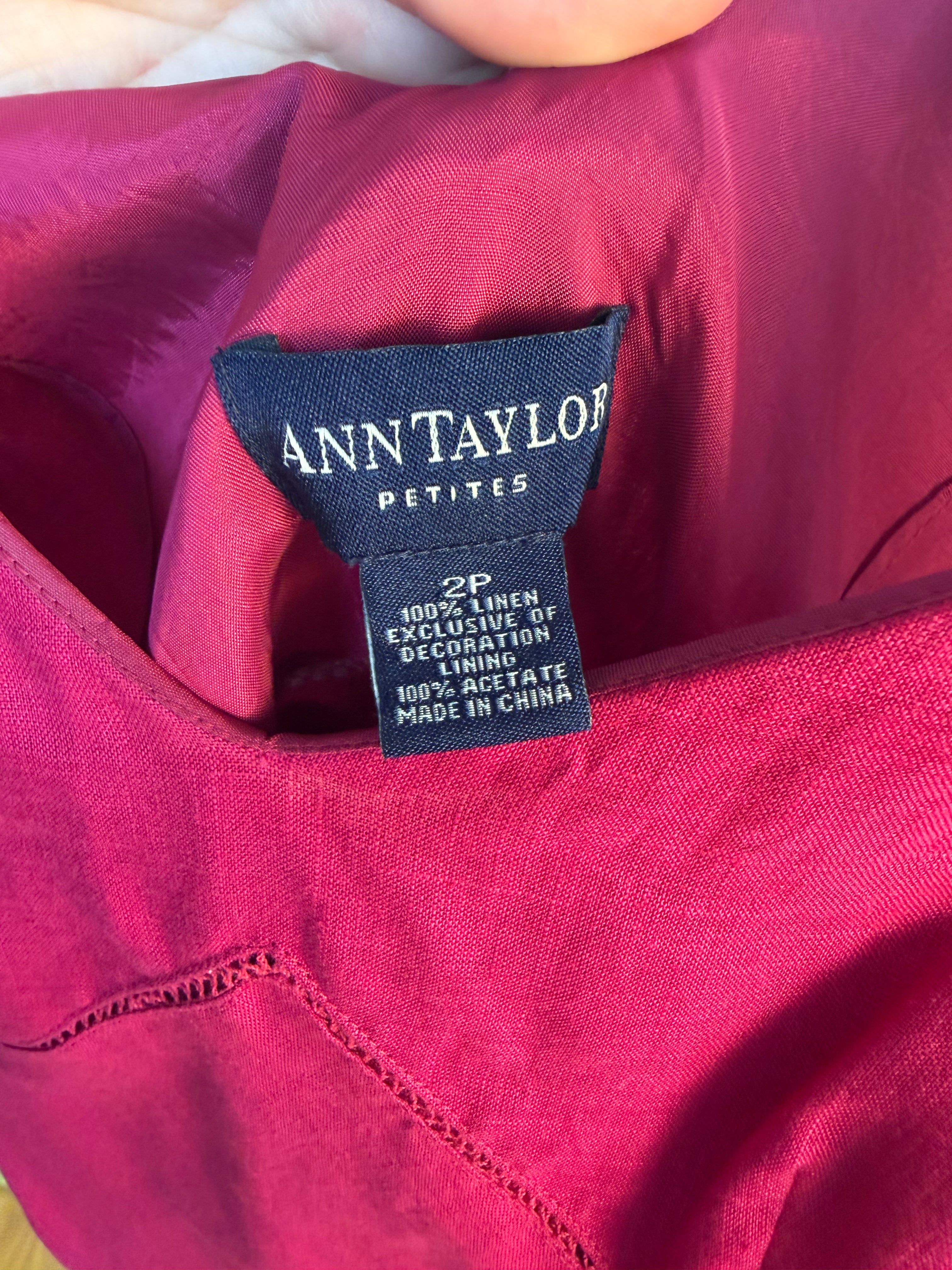 Fuchsia 100% Linen Sleeveless Dress
