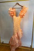 80's Ruffle Peach Dress