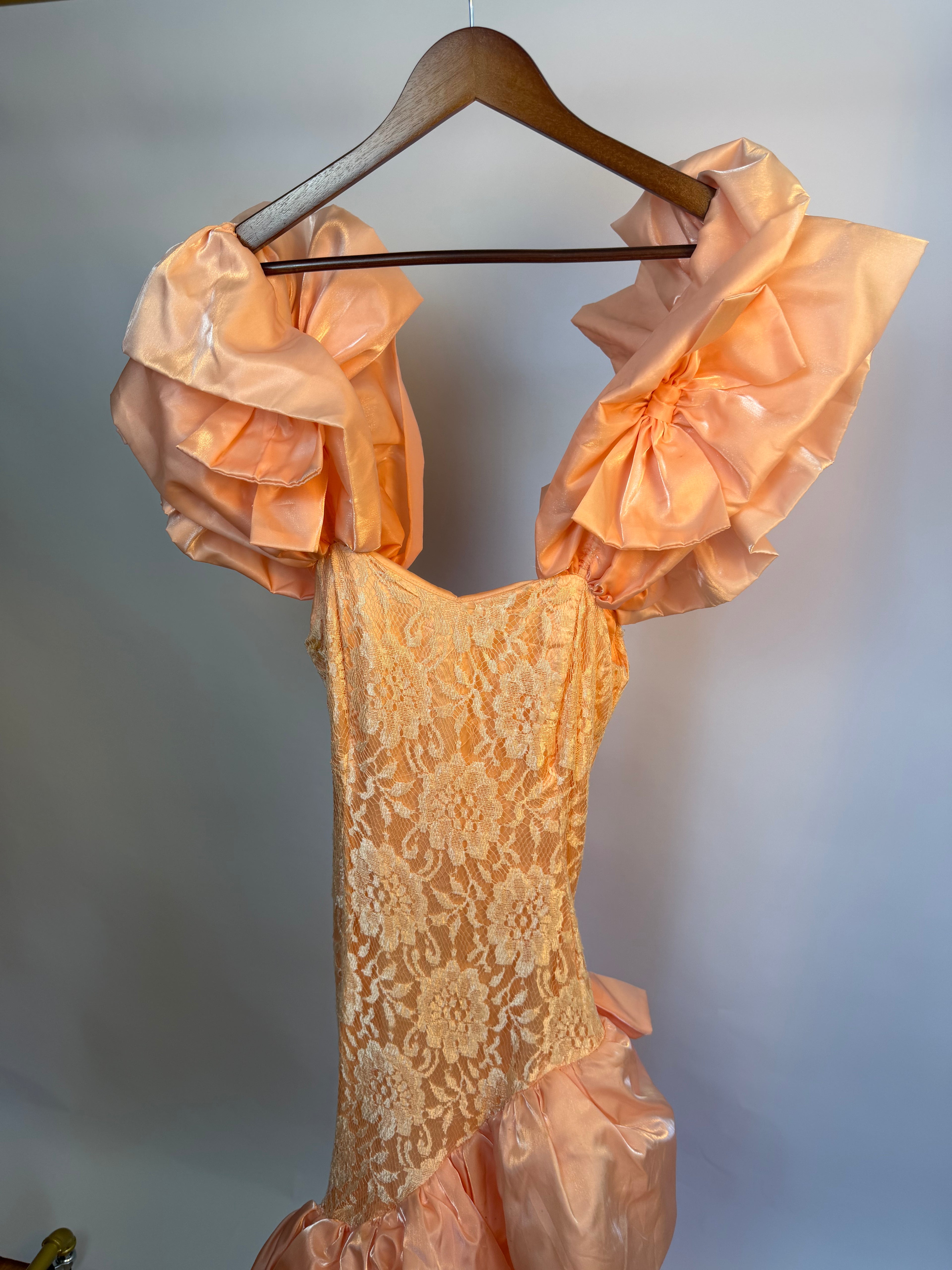 80's Ruffle Peach Dress