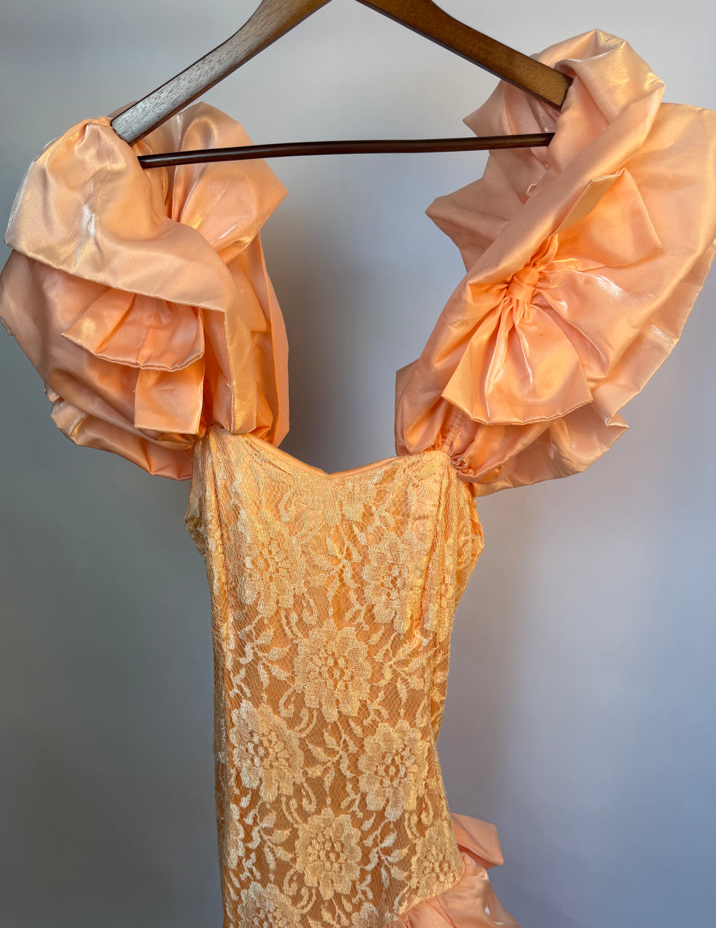 80's Ruffle Peach Dress
