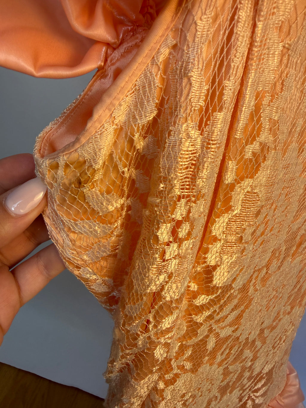 80's Ruffle Peach Dress
