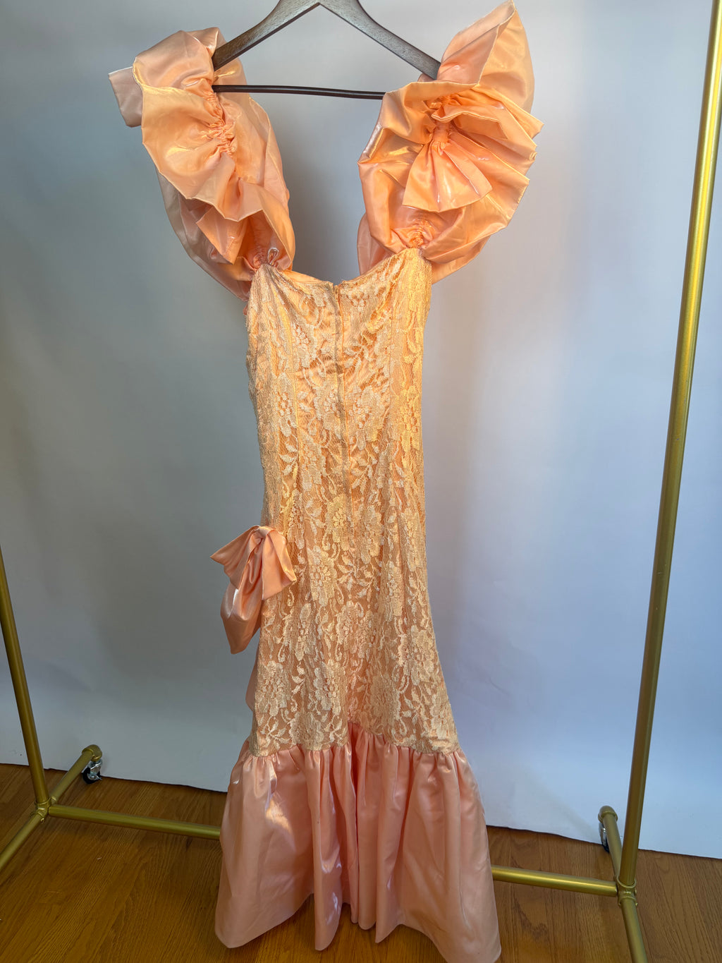 80's Ruffle Peach Dress