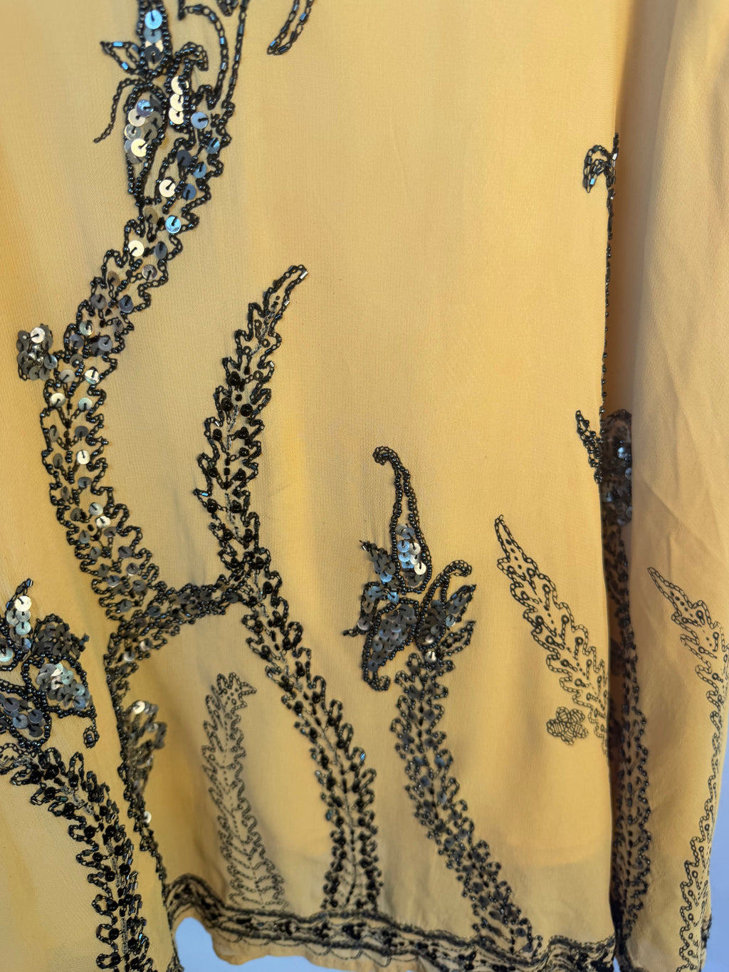 Tan Skirt with Black & Silver Beading