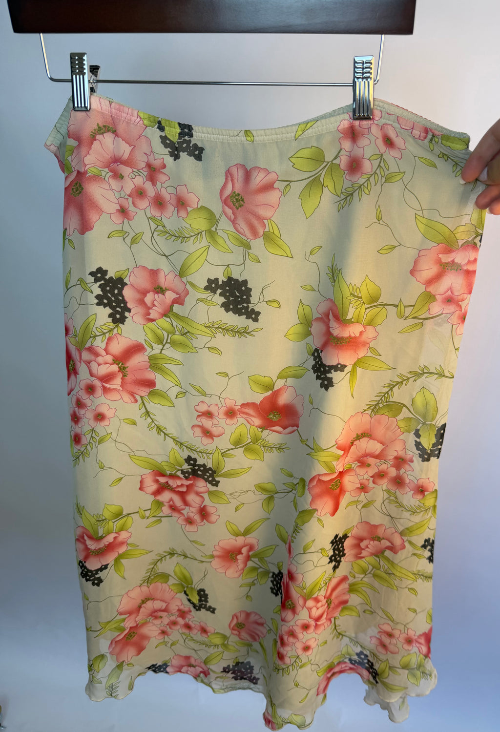 Midi Skirt with Pink & Green Florals