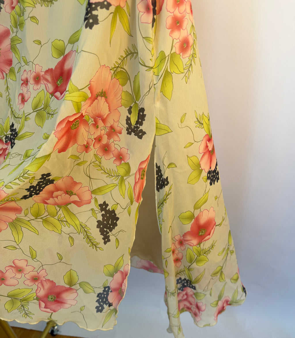 Midi Skirt with Pink & Green Florals