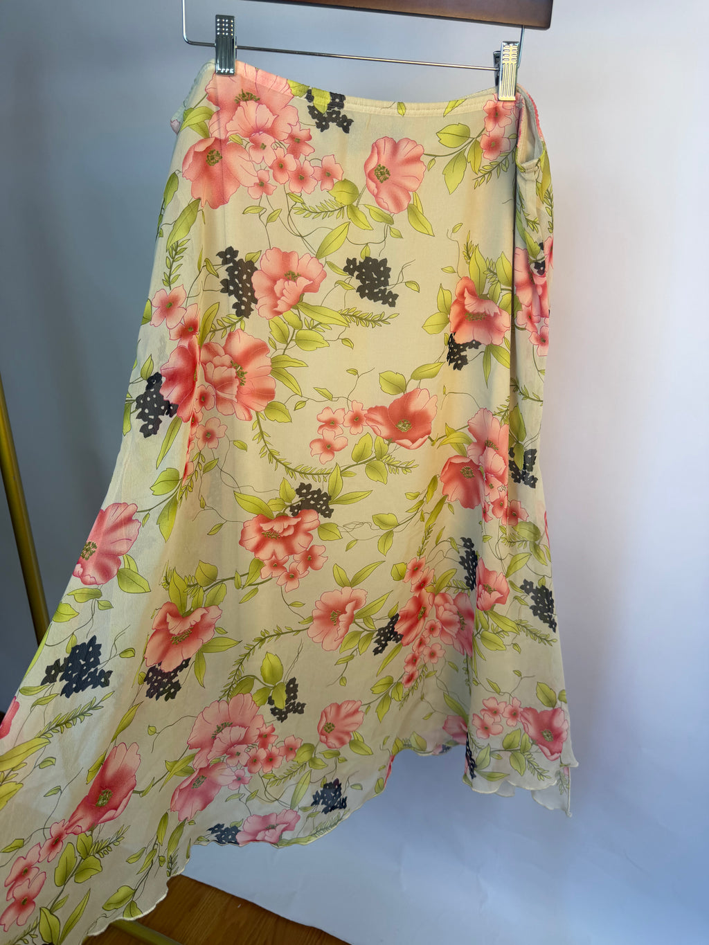 Midi Skirt with Pink & Green Florals